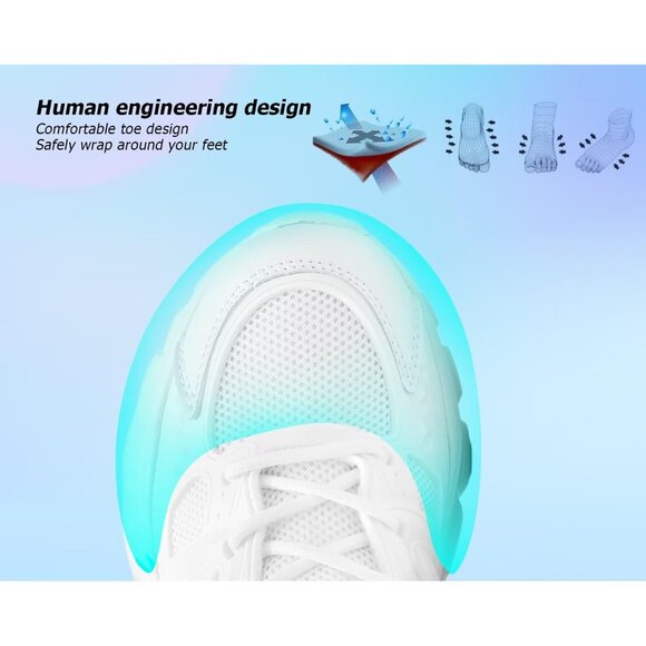 Women's White Slip-On Running Shoes Lightweight Mesh Walking Sneakers for Gym - Picture 5 of 7